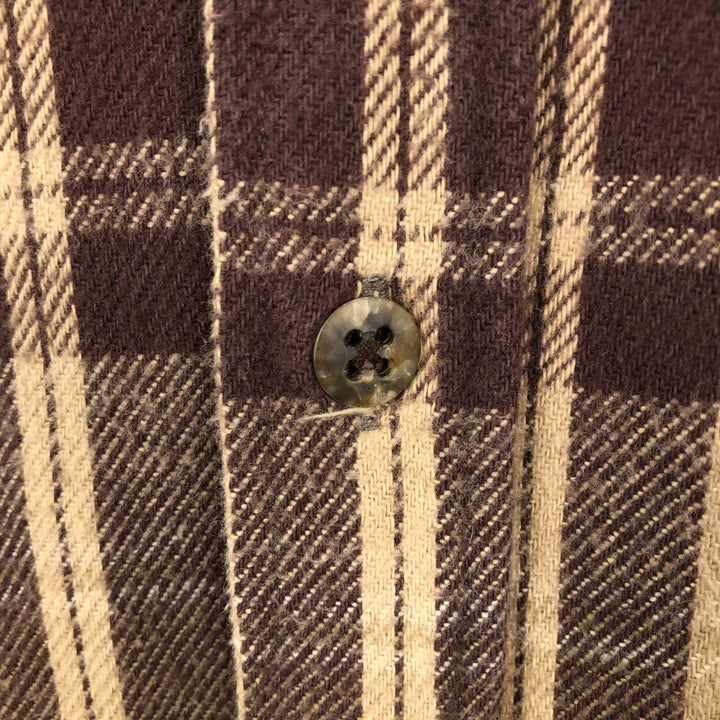 1990'S St. John's Bay Long-Sleeve Flannel Check Shirt, Men's Size L (approx.), Vintage cotton Beige type Vintage Second Hand