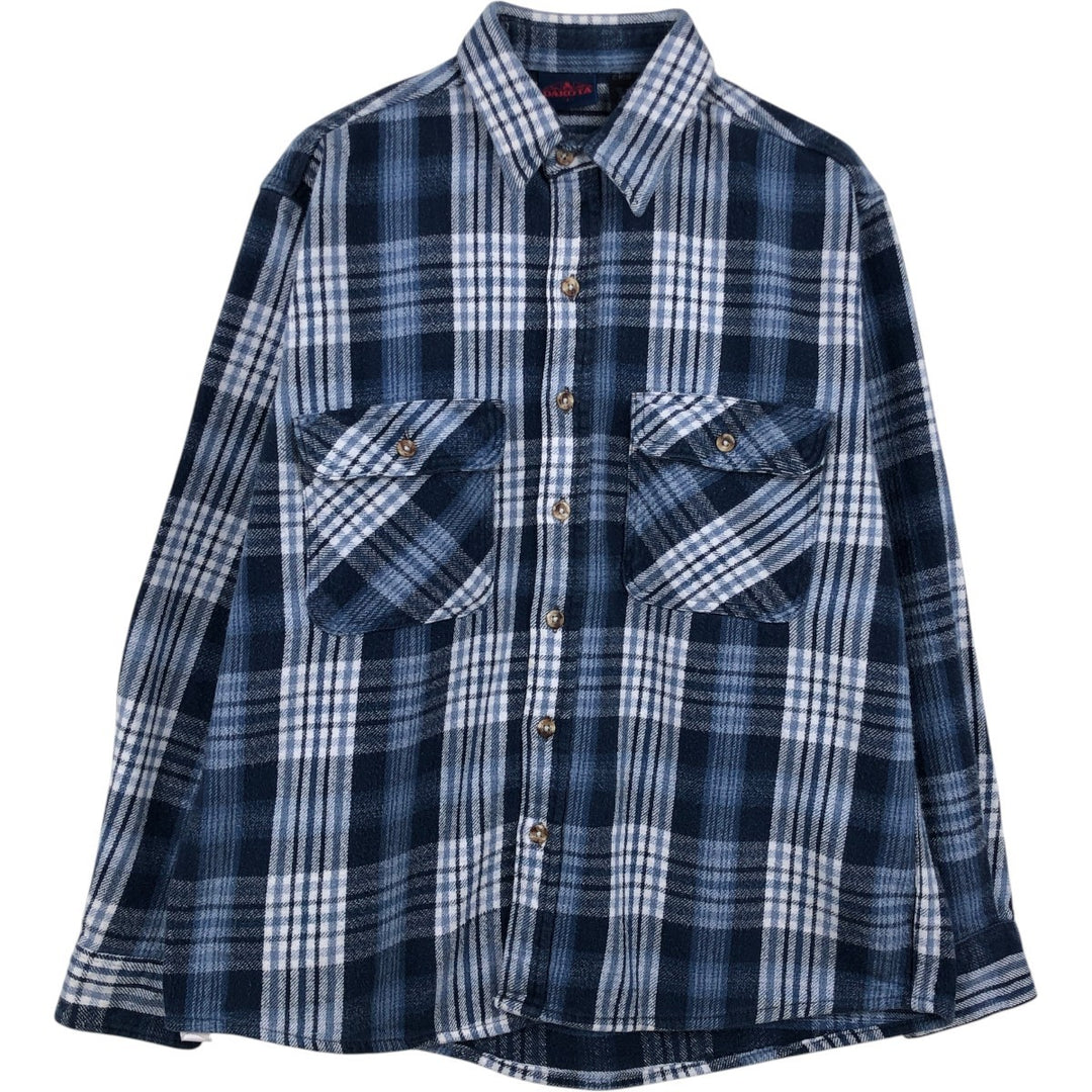Dakota DAKOTA Long Sleeve Flannel Check Shirt, Men's Size L cotton navy blue type Vintage Second Hand