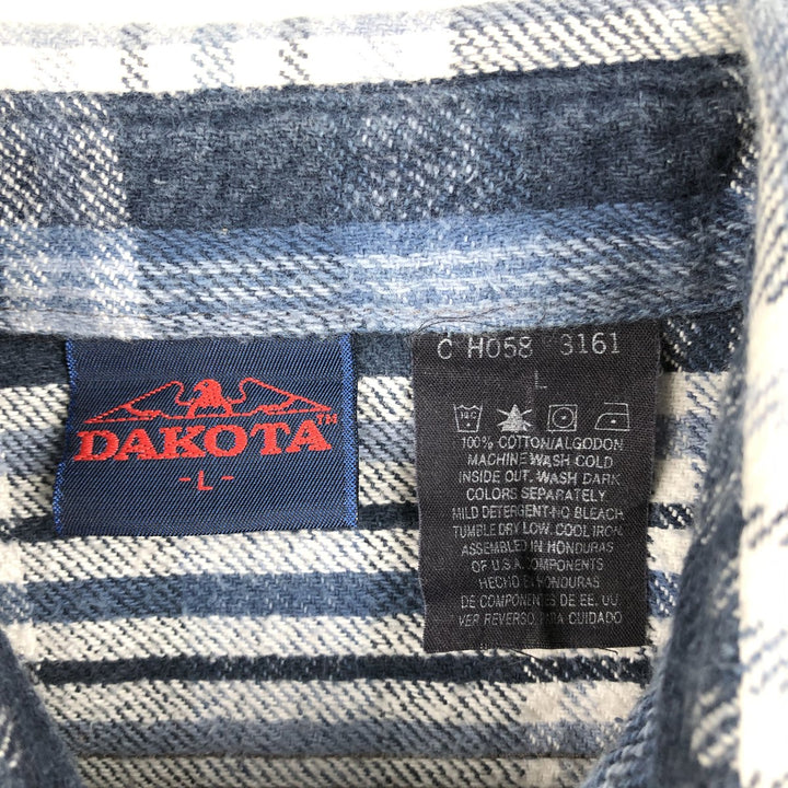 Dakota DAKOTA Long Sleeve Flannel Check Shirt, Men's Size L cotton navy blue type Vintage Second Hand