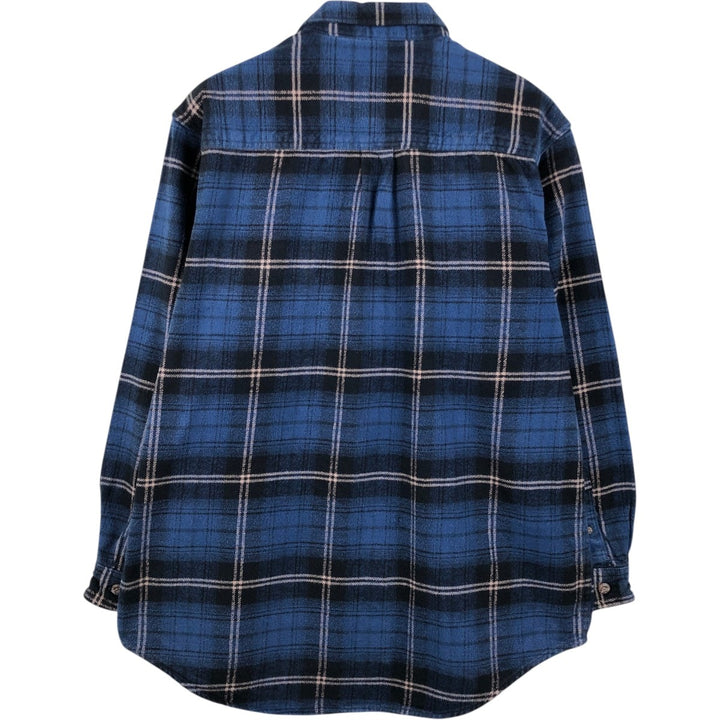 FIELD and STREAM Long Sleeve Heavy Flannel Check Shirt, Men's Size L cotton navy blue type Vintage Second Hand