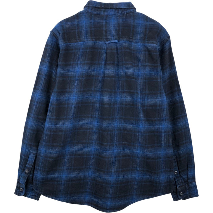 ORVIS Ombre Check Long-Sleeve Heavy Flannel Check Shirt, Men's Size L (approx.) unclear Navy blue Vintage Second Hand