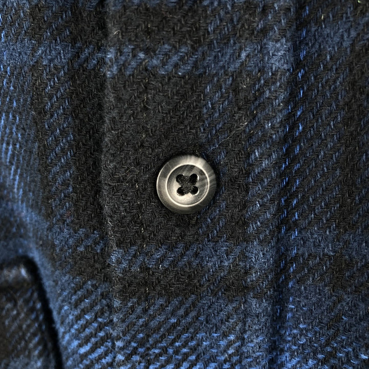 ORVIS Ombre Check Long-Sleeve Heavy Flannel Check Shirt, Men's Size L (approx.) unclear Navy blue Vintage Second Hand