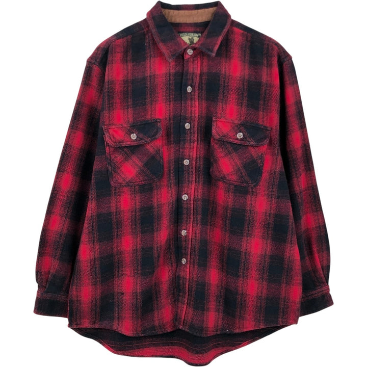 FIELD and STREAM Ombre Check Long Sleeve Heavy Flannel Check Shirt, Men's Size XL cotton red type Vintage Second Hand