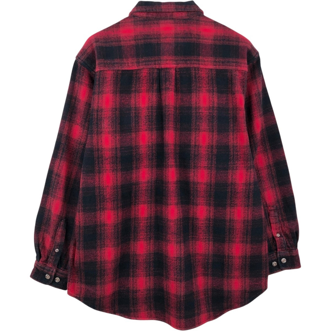 FIELD and STREAM Ombre Check Long Sleeve Heavy Flannel Check Shirt, Men's Size XL cotton red type Vintage Second Hand