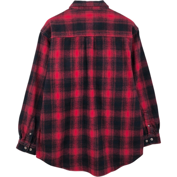 FIELD and STREAM Ombre Check Long Sleeve Heavy Flannel Check Shirt, Men's Size XL cotton red type Vintage Second Hand