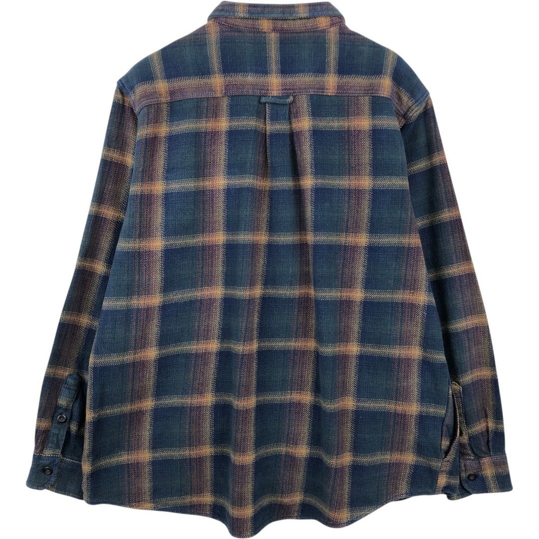 ORVIS Long Sleeve Heavy Flannel Check Shirt, Men's XXL cotton navy blue type Vintage Second Hand