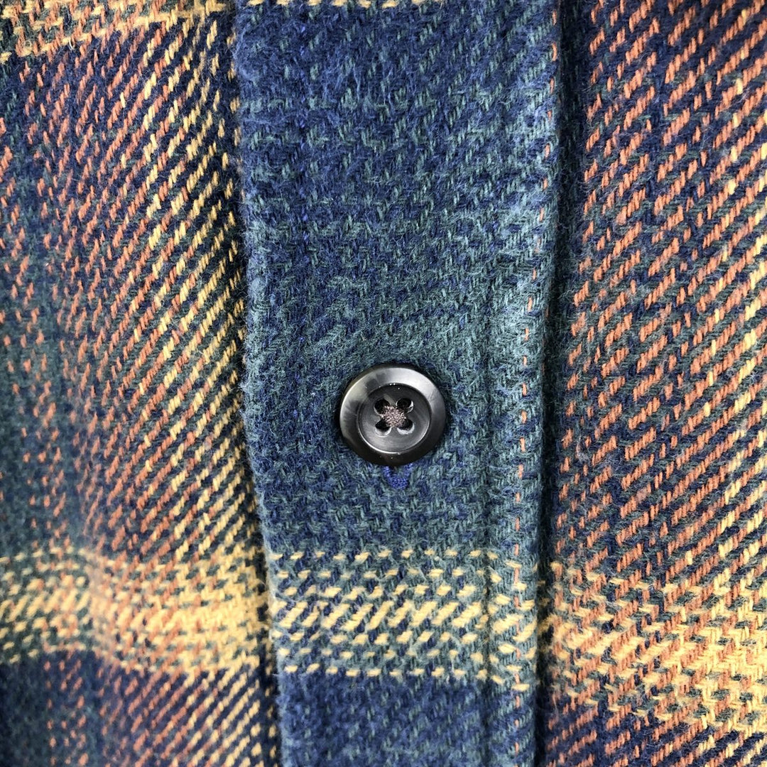 ORVIS Long Sleeve Heavy Flannel Check Shirt, Men's XXL cotton navy blue type Vintage Second Hand
