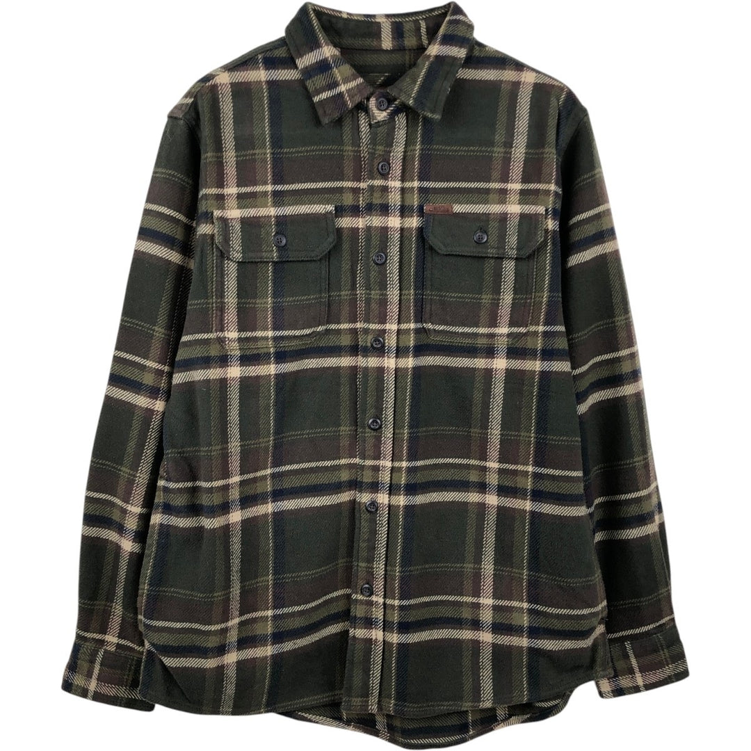 ORVIS Long Sleeve Heavy Flannel Check Shirt, Men's Size M cotton Khaki type Vintage Second Hand