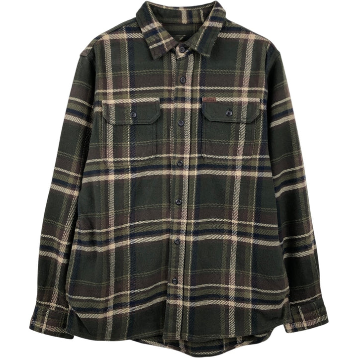 ORVIS Long Sleeve Heavy Flannel Check Shirt, Men's Size M cotton Khaki type Vintage Second Hand
