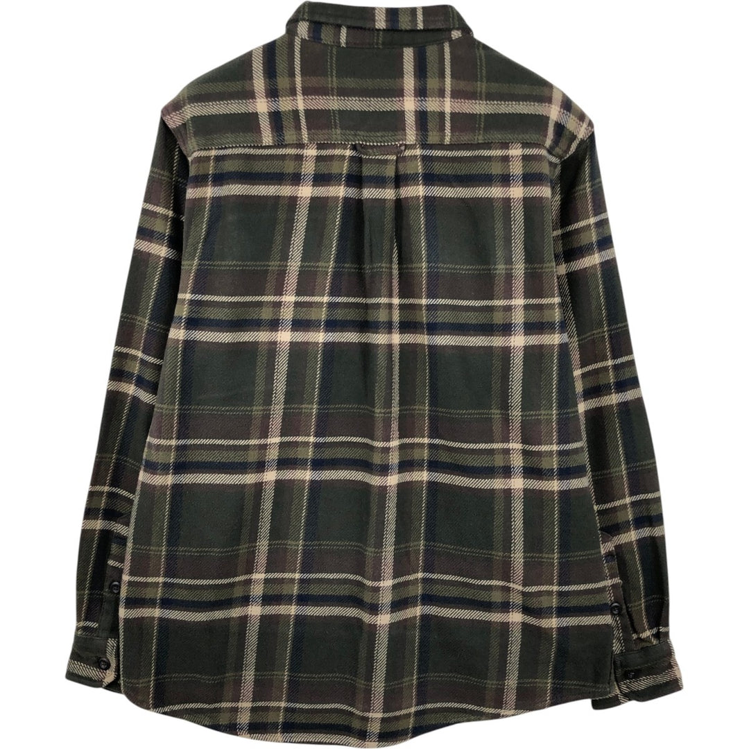 ORVIS Long Sleeve Heavy Flannel Check Shirt, Men's Size M cotton Khaki type Vintage Second Hand