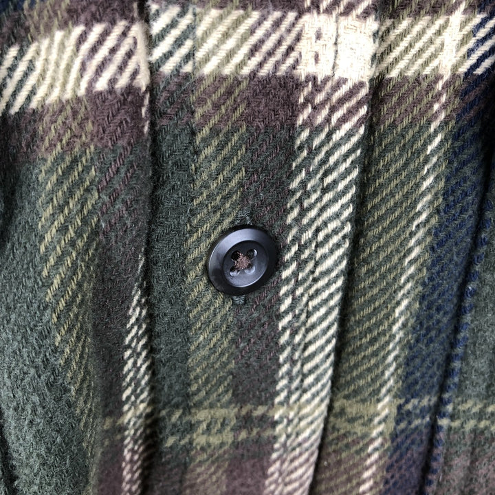ORVIS Long Sleeve Heavy Flannel Check Shirt, Men's Size M cotton Khaki type Vintage Second Hand