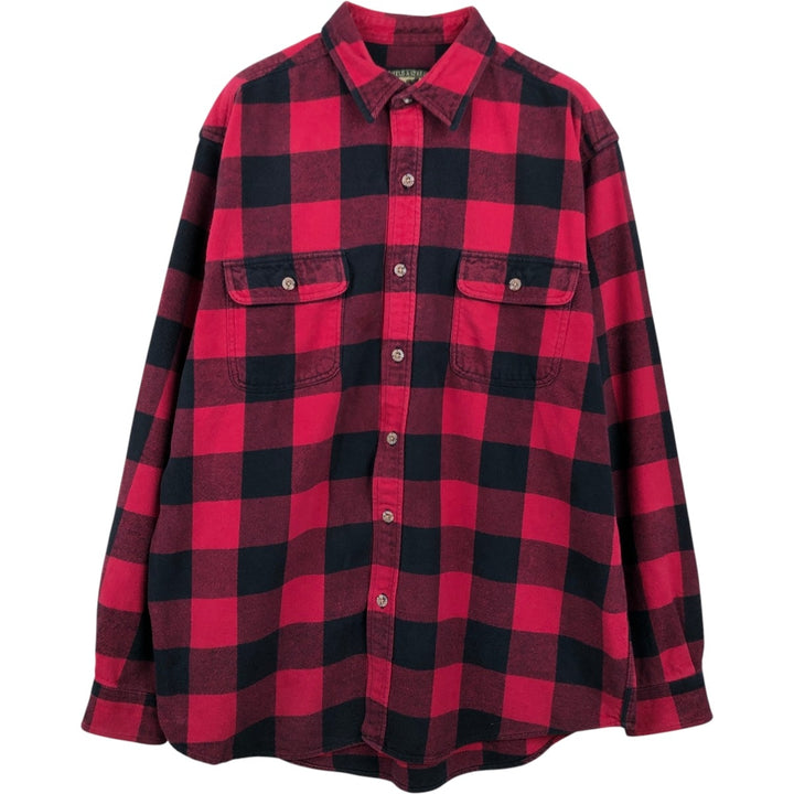 Field & Stream Buffalo Check Long Sleeve Heavy Flannel Check Shirt, Men's Size XL cotton red type Vintage Second Hand