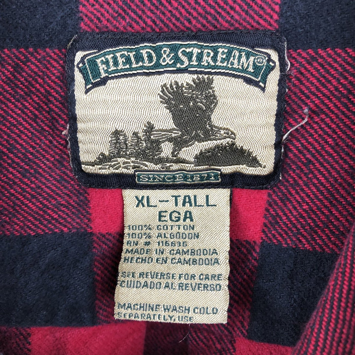 Field & Stream Buffalo Check Long Sleeve Heavy Flannel Check Shirt, Men's Size XL cotton red type Vintage Second Hand