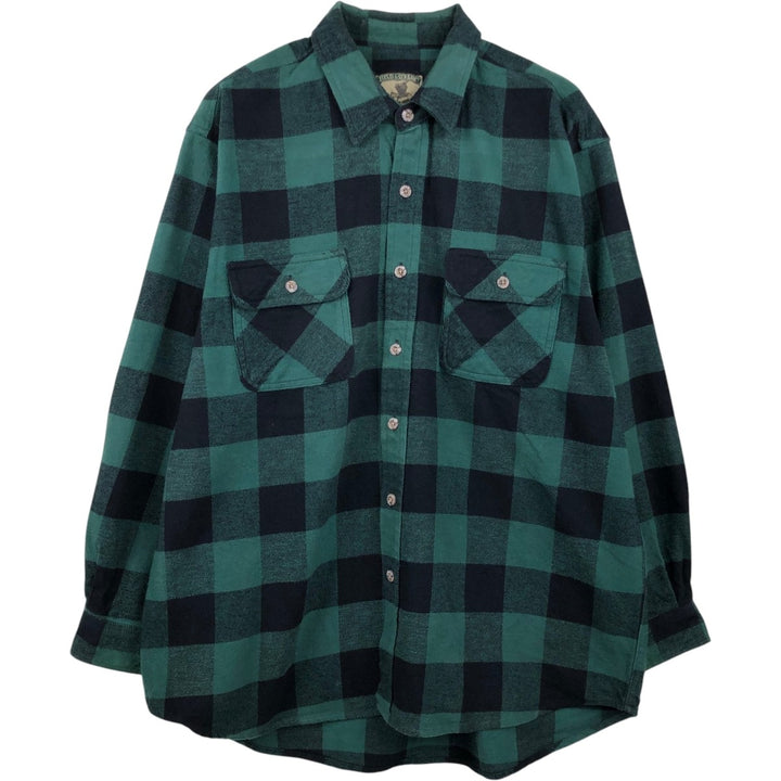 FIELD and STREAM Buffalo Check Long Sleeve Heavy Flannel Check Shirt, Men's Size XL cotton green type Vintage Second Hand