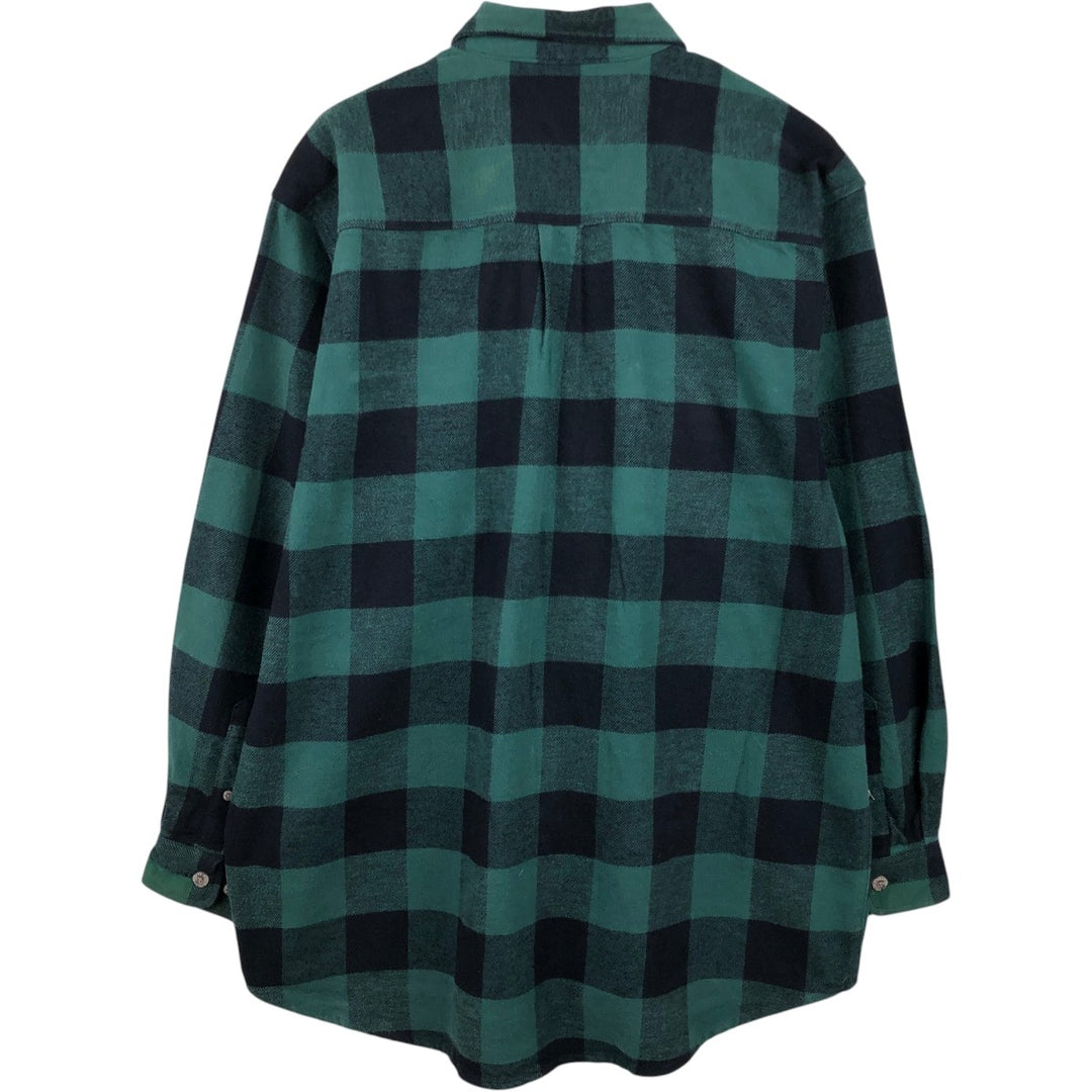 FIELD and STREAM Buffalo Check Long Sleeve Heavy Flannel Check Shirt, Men's Size XL cotton green type Vintage Second Hand