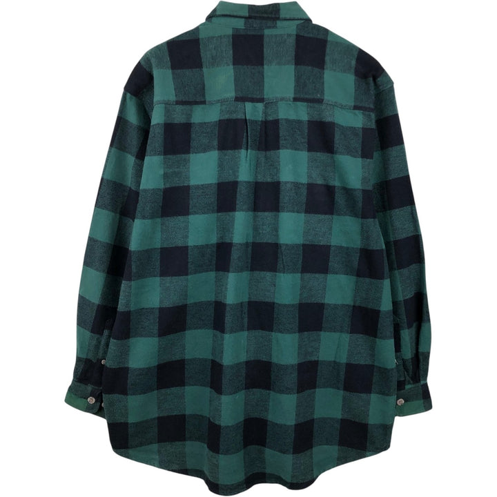 FIELD and STREAM Buffalo Check Long Sleeve Heavy Flannel Check Shirt, Men's Size XL cotton green type Vintage Second Hand