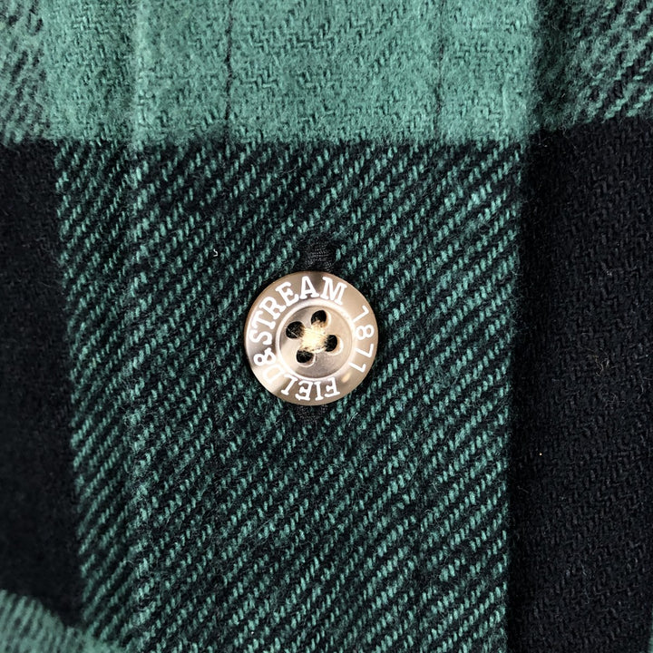 FIELD and STREAM Buffalo Check Long Sleeve Heavy Flannel Check Shirt, Men's Size XL cotton green type Vintage Second Hand