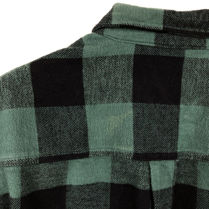 FIELD and STREAM Buffalo Check Long Sleeve Heavy Flannel Check Shirt, Men's Size XL cotton green type Vintage Second Hand
