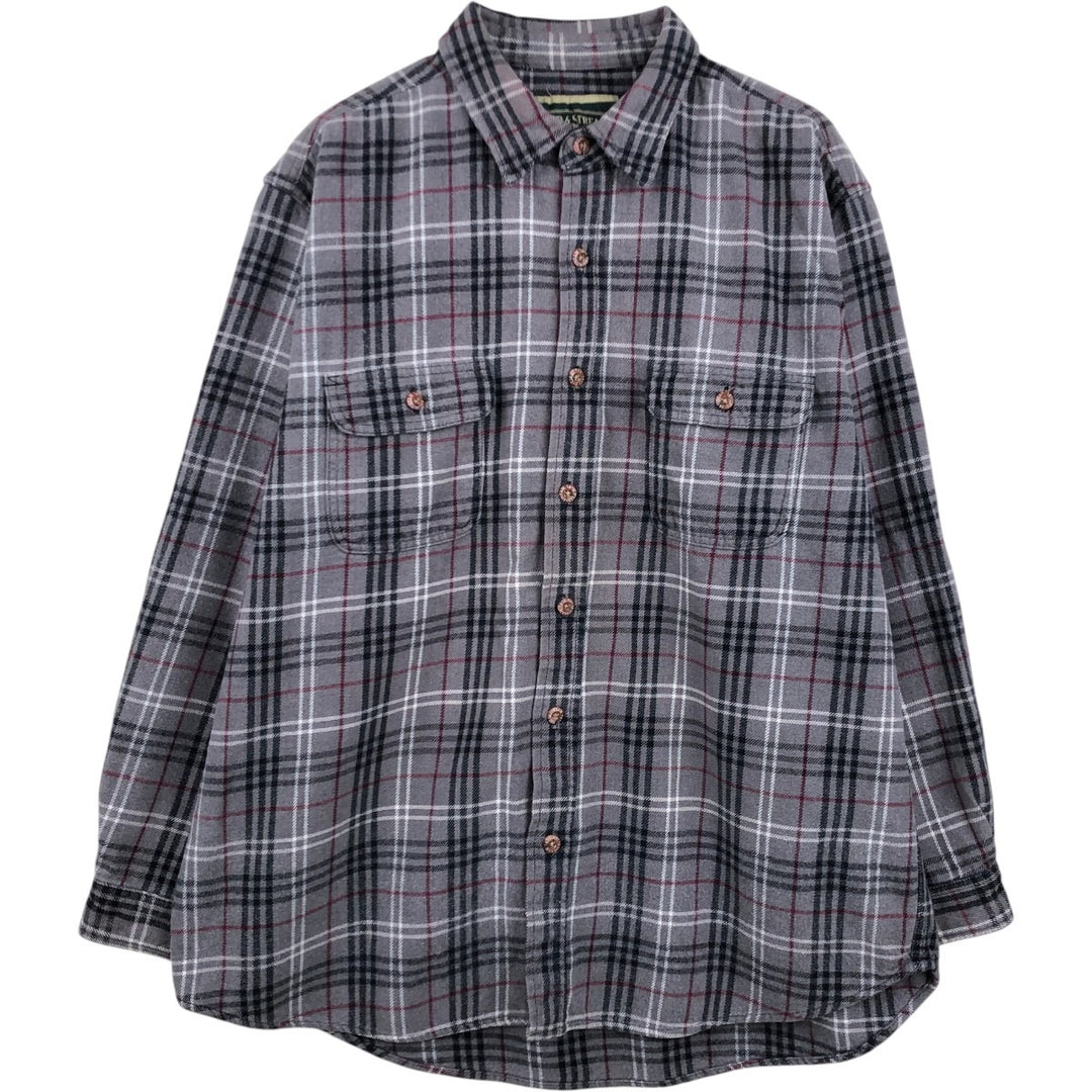 FIELD and STREAM Long Sleeve Heavy Flannel Check Shirt, Men's Size XL unclear gray type Vintage Second Hand