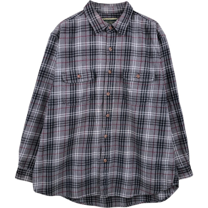 FIELD and STREAM Long Sleeve Heavy Flannel Check Shirt, Men's Size XL unclear gray type Vintage Second Hand