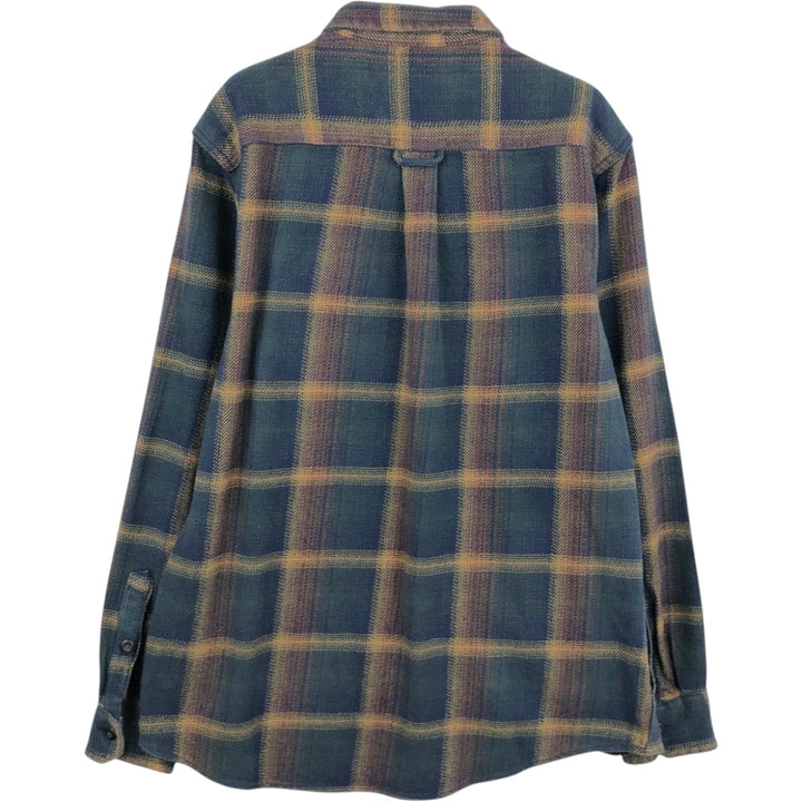 ORVIS Long Sleeve Heavy Flannel Check Shirt, Men's Size M cotton navy blue type Vintage Second Hand