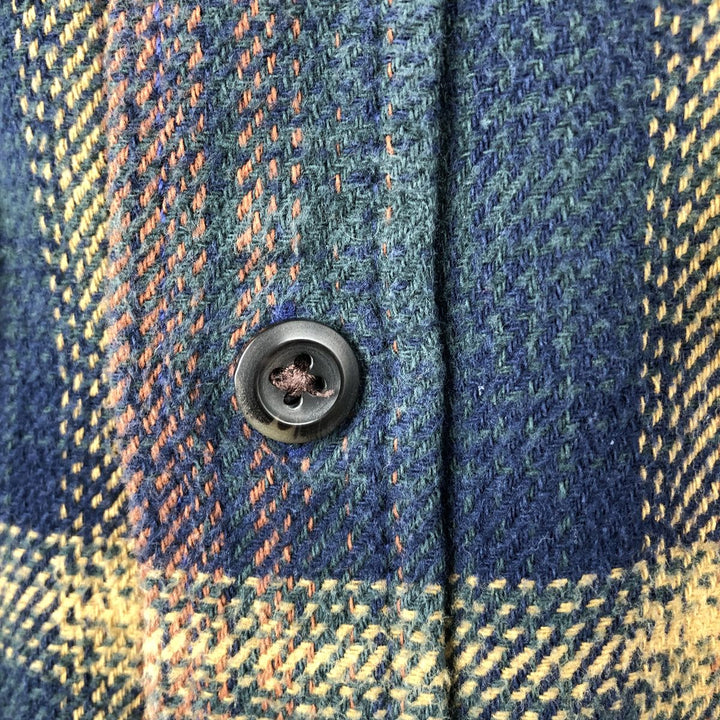 ORVIS Long Sleeve Heavy Flannel Check Shirt, Men's Size M cotton navy blue type Vintage Second Hand