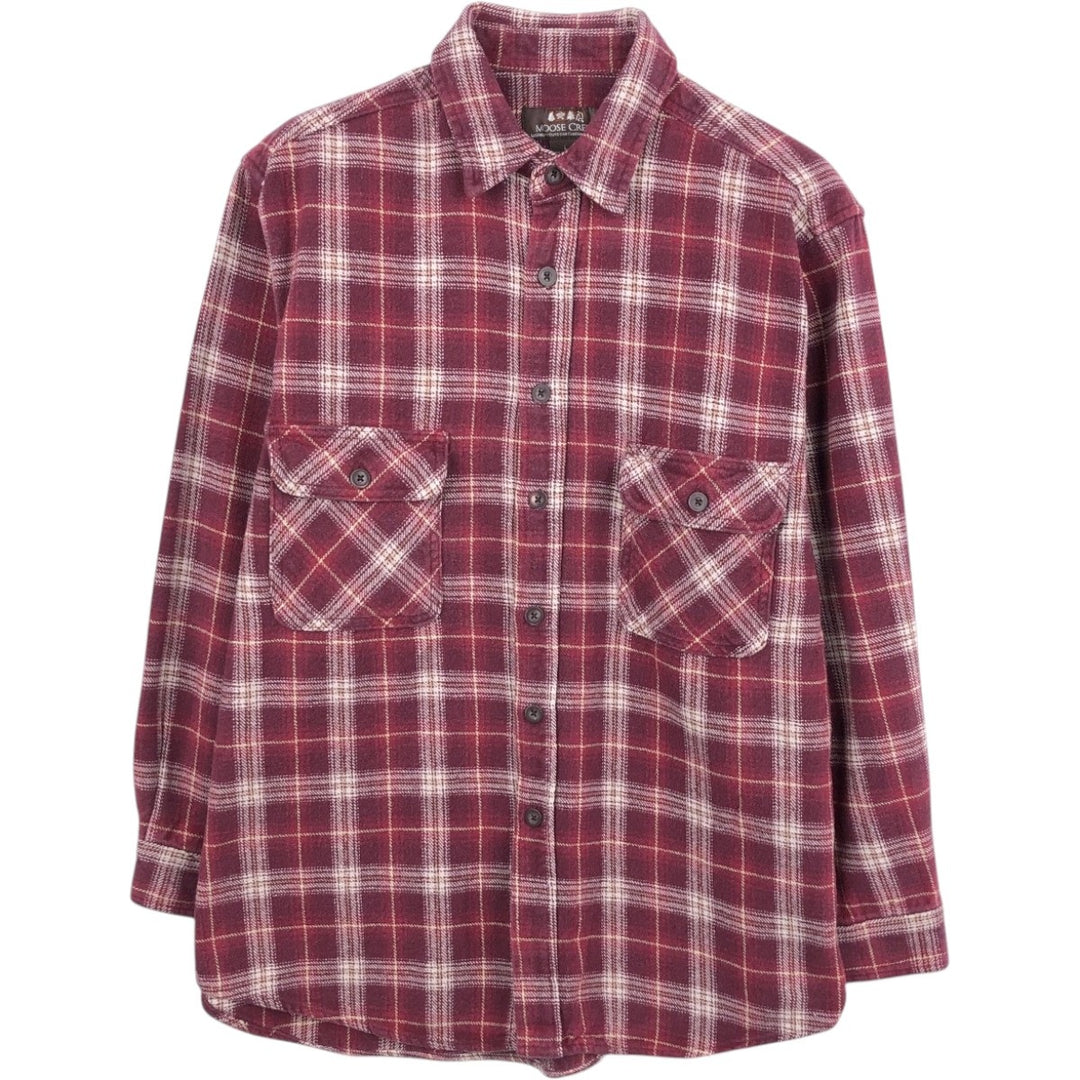 MOOSE CREEK Long Sleeve Heavy Flannel Check Shirt, Men's Size L cotton red type Vintage Second Hand
