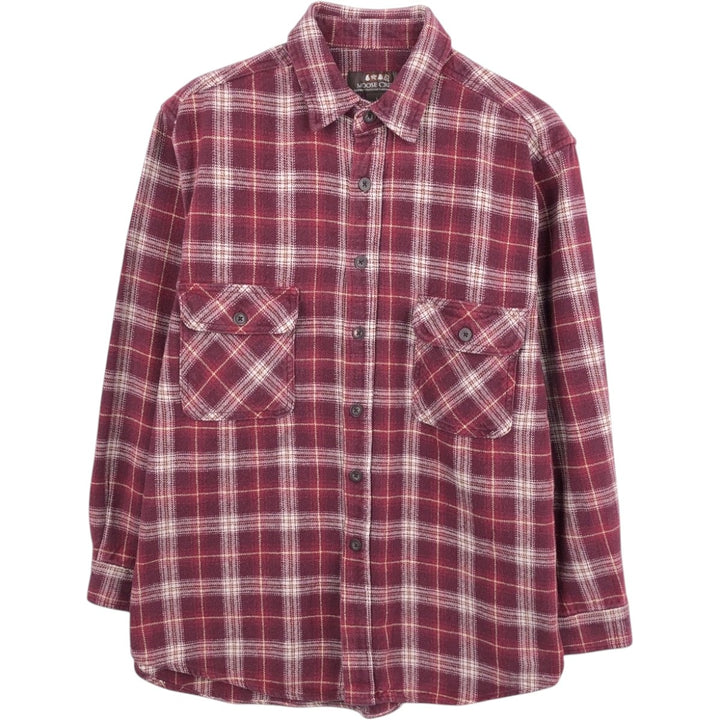 MOOSE CREEK Long Sleeve Heavy Flannel Check Shirt, Men's Size L cotton red type Vintage Second Hand