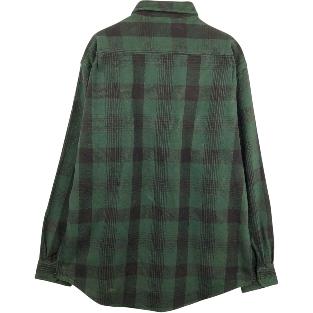 Cabelas Logger Flannel Long-Sleeve Heavy Flannel Check Shirt, Men's Size L (approx.) cotton green type Vintage Second Hand