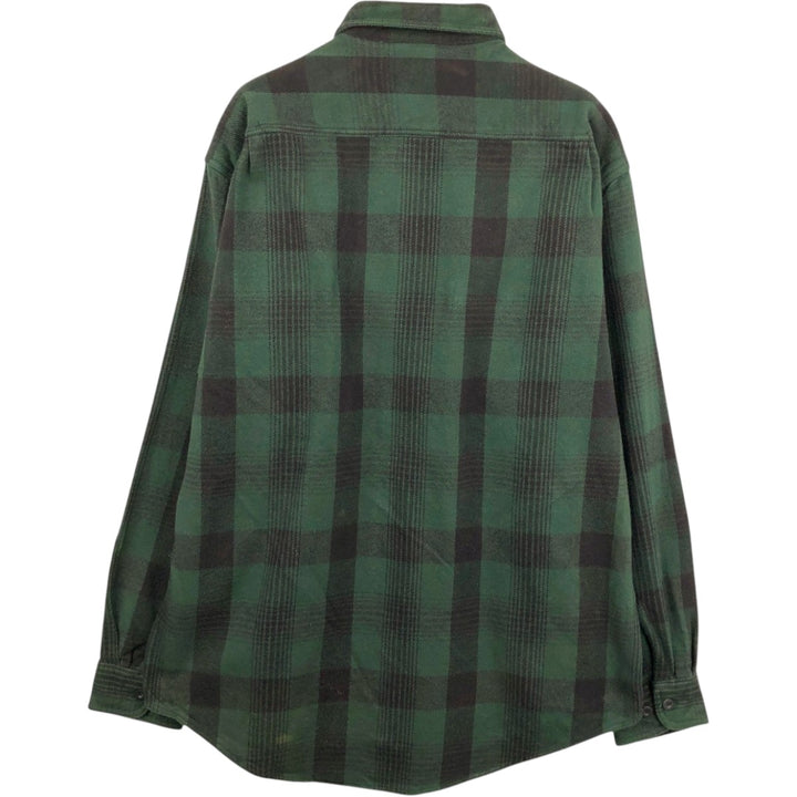 Cabelas Logger Flannel Long-Sleeve Heavy Flannel Check Shirt, Men's Size L (approx.) cotton green type Vintage Second Hand