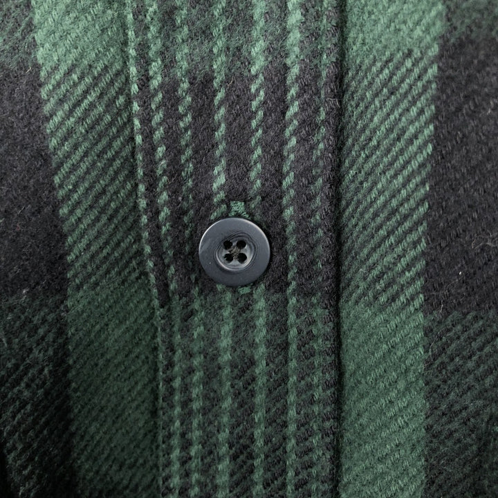Cabelas Logger Flannel Long-Sleeve Heavy Flannel Check Shirt, Men's Size L (approx.) cotton green type Vintage Second Hand