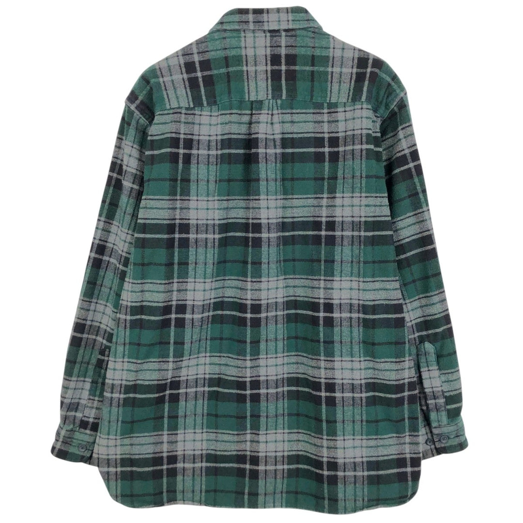 LLBean Traditional Fit Long-Sleeve Flannel Check Shirt, Men's Size L (Equivalent), Vintage cotton Green type dark green Vintage Second Hand
