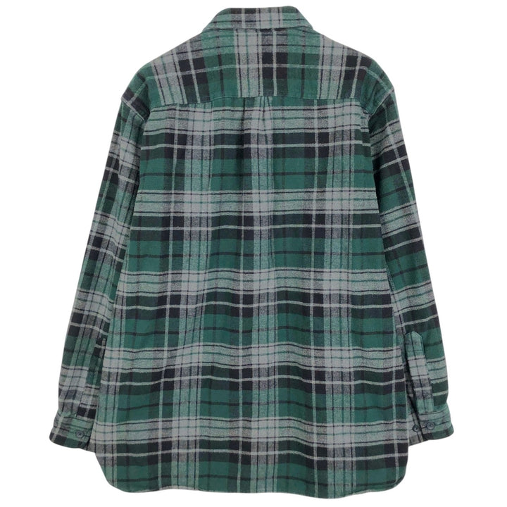 LLBean Traditional Fit Long-Sleeve Flannel Check Shirt, Men's Size L (Equivalent), Vintage cotton Green type dark green Vintage Second Hand