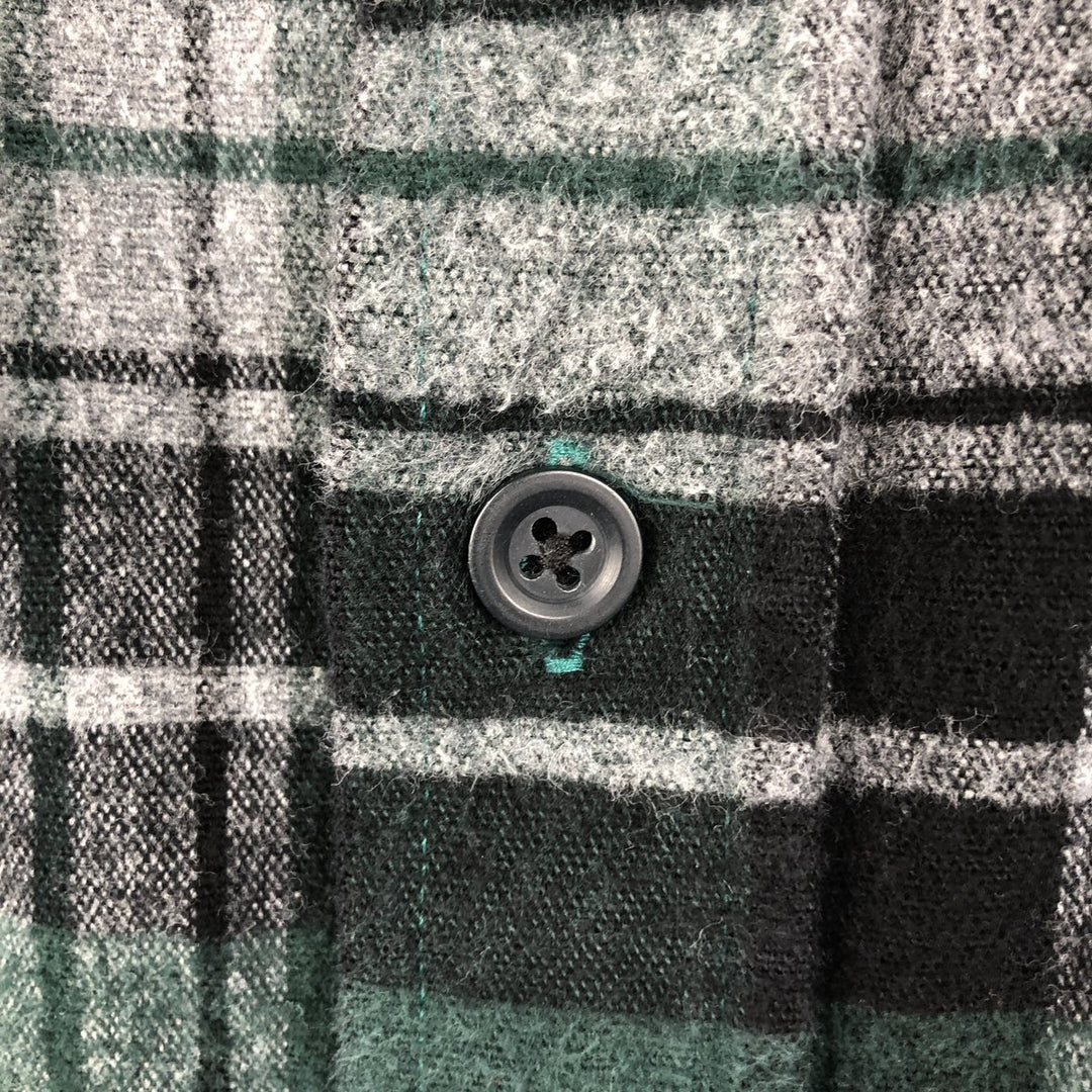 LLBean Traditional Fit Long-Sleeve Flannel Check Shirt, Men's Size L (Equivalent), Vintage cotton Green type dark green Vintage Second Hand