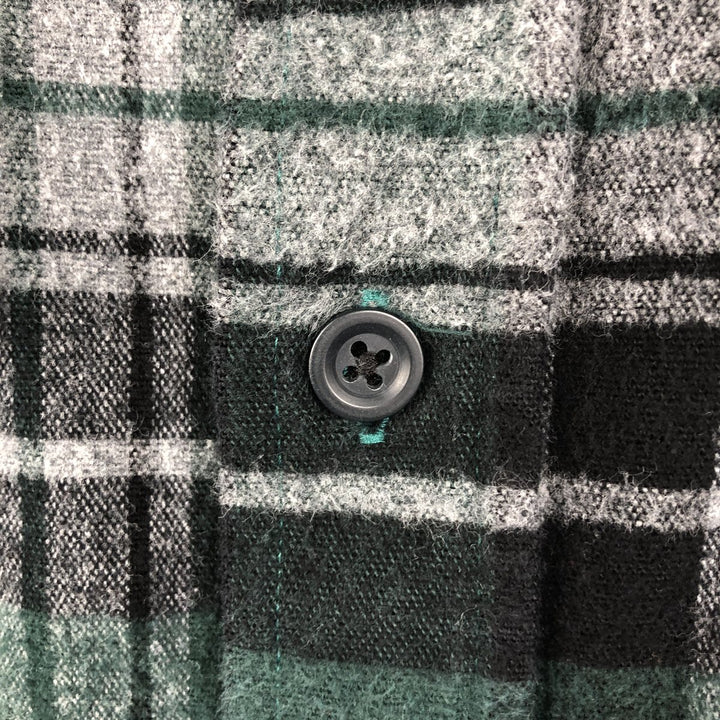LLBean Traditional Fit Long-Sleeve Flannel Check Shirt, Men's Size L (Equivalent), Vintage cotton Green type dark green Vintage Second Hand