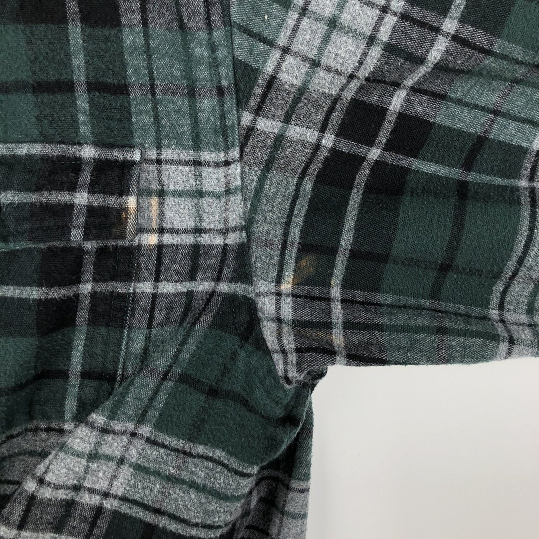 LLBean Traditional Fit Long-Sleeve Flannel Check Shirt, Men's Size L (Equivalent), Vintage cotton Green type dark green Vintage Second Hand