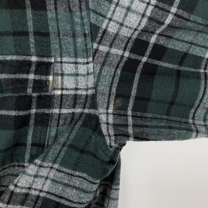 LLBean Traditional Fit Long-Sleeve Flannel Check Shirt, Men's Size L (Equivalent), Vintage cotton Green type dark green Vintage Second Hand