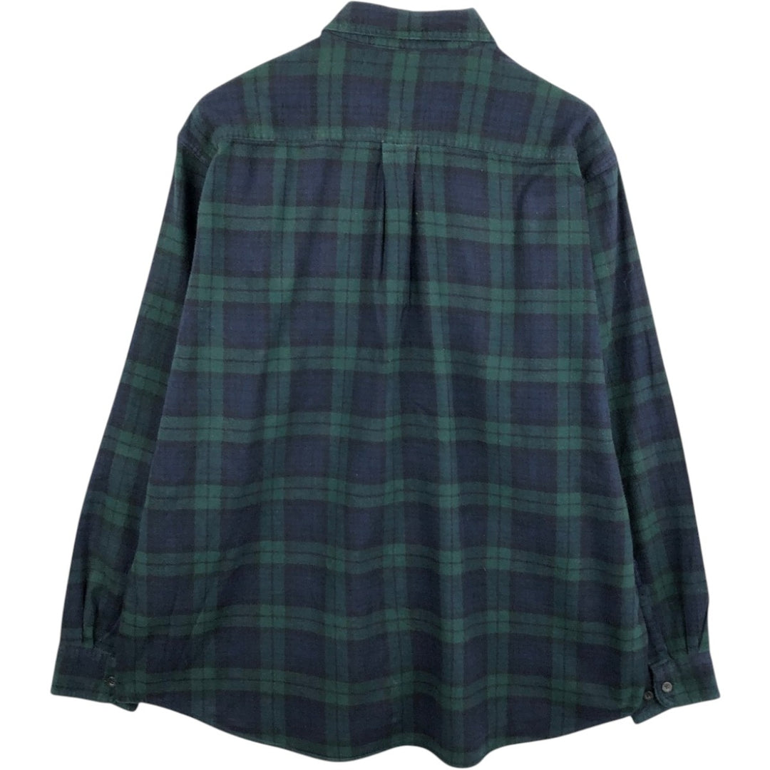 LLBean Blackwatch Check Long Sleeve Button-Down Flannel Check Shirt, Men's Size XL cotton Green type dark green Vintage Second Hand