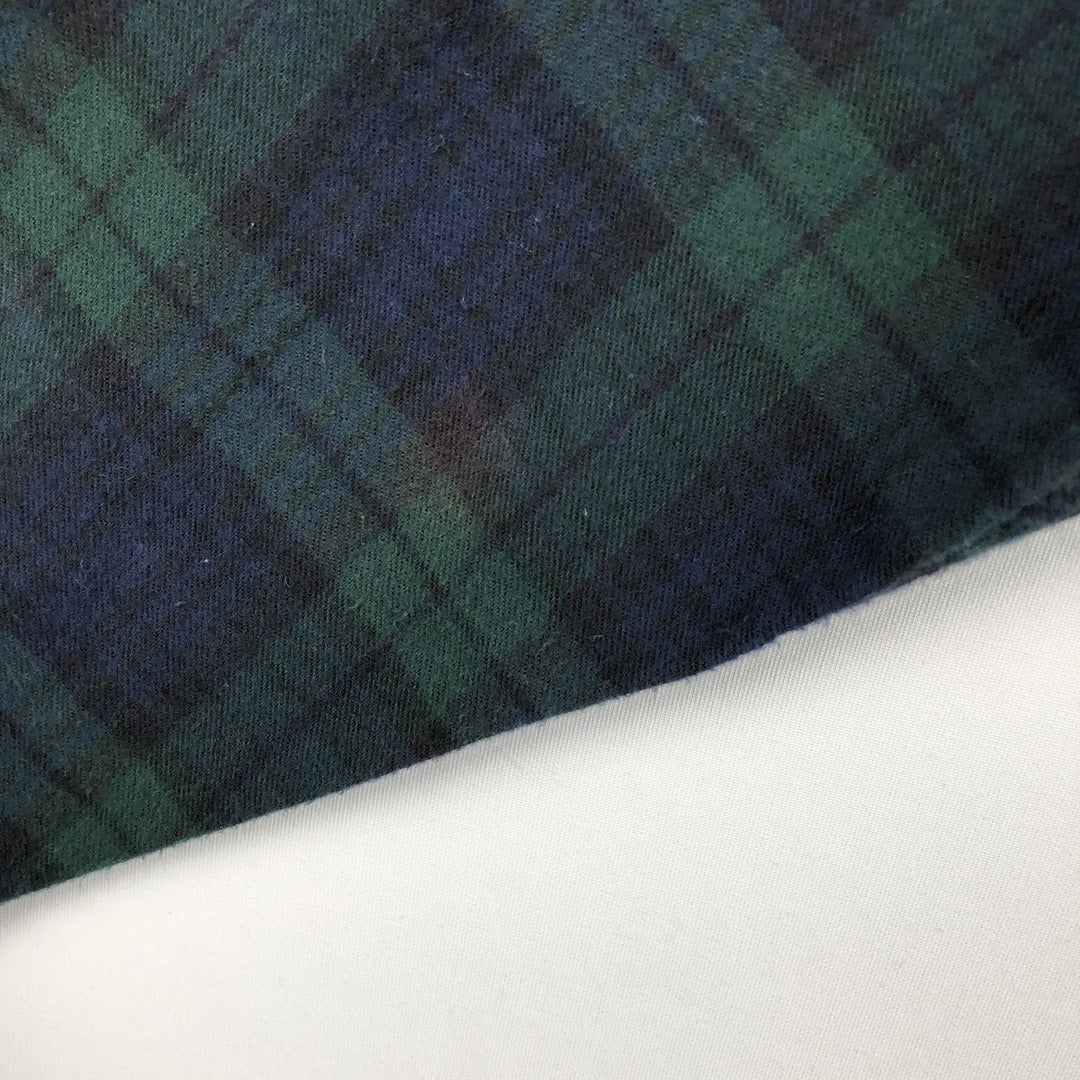 LLBean Blackwatch Check Long Sleeve Button-Down Flannel Check Shirt, Men's Size XL cotton Green type dark green Vintage Second Hand