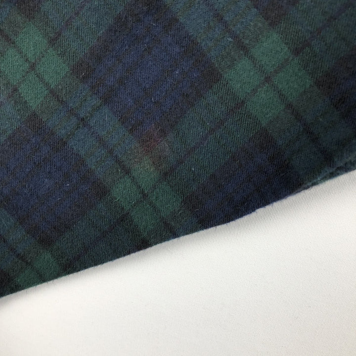LLBean Blackwatch Check Long Sleeve Button-Down Flannel Check Shirt, Men's Size XL cotton Green type dark green Vintage Second Hand