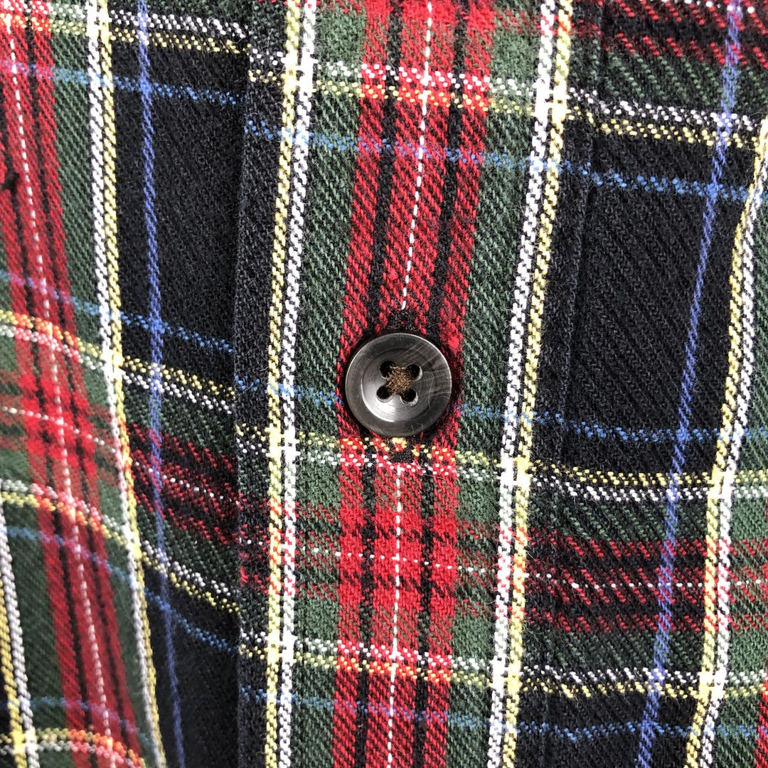 LLBean Traditional Fit Long-Sleeve Button-Down Flannel Check Shirt, Men's Size M (approx.) cotton black type Vintage Second Hand