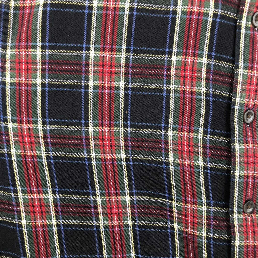 LLBean Traditional Fit Long-Sleeve Button-Down Flannel Check Shirt, Men's Size M (approx.) cotton black type Vintage Second Hand