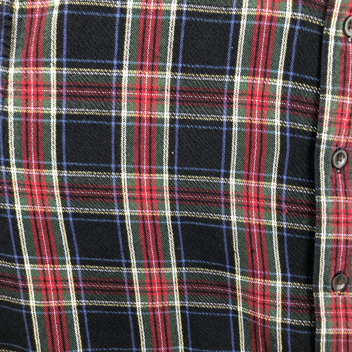 LLBean Traditional Fit Long-Sleeve Button-Down Flannel Check Shirt, Men's Size M (approx.) cotton black type Vintage Second Hand
