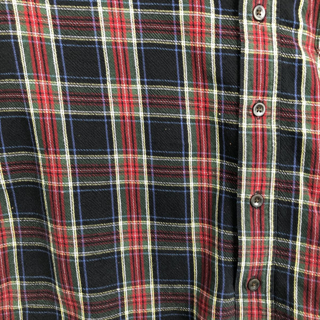 LLBean Traditional Fit Long-Sleeve Button-Down Flannel Check Shirt, Men's Size M (approx.) cotton black type Vintage Second Hand