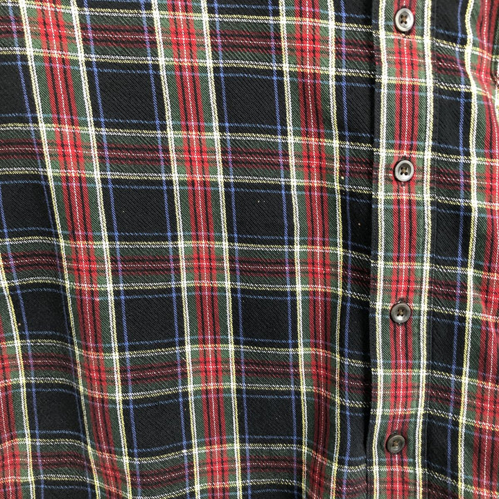 LLBean Traditional Fit Long-Sleeve Button-Down Flannel Check Shirt, Men's Size M (approx.) cotton black type Vintage Second Hand
