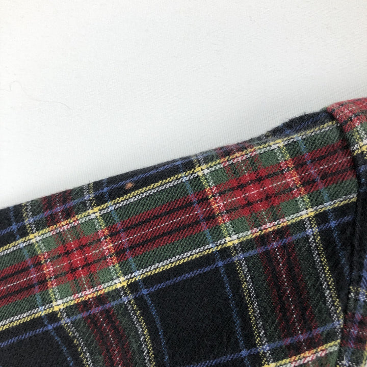 LLBean Traditional Fit Long-Sleeve Button-Down Flannel Check Shirt, Men's Size M (approx.) cotton black type Vintage Second Hand