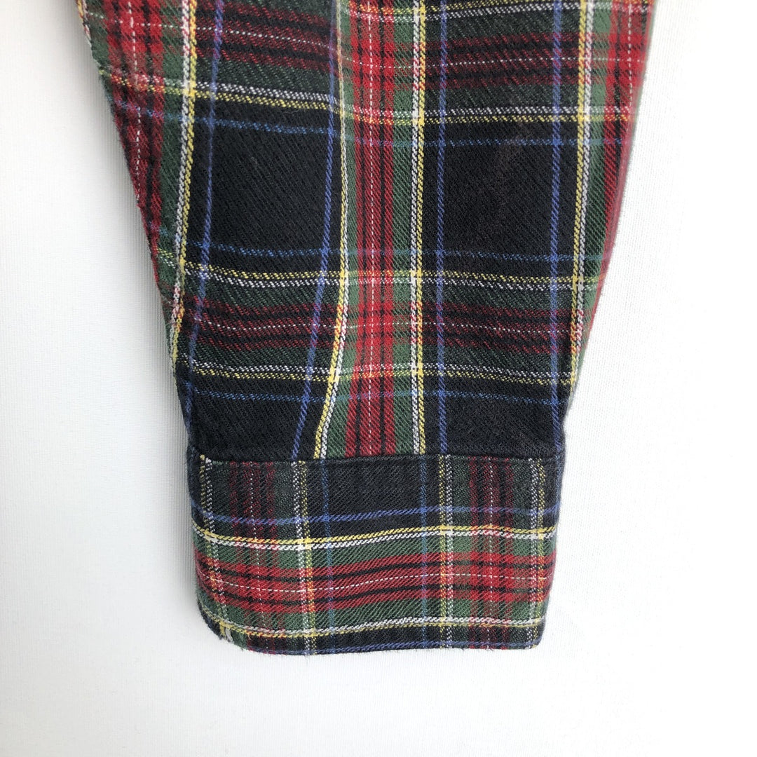 LLBean Traditional Fit Long-Sleeve Button-Down Flannel Check Shirt, Men's Size M (approx.) cotton black type Vintage Second Hand