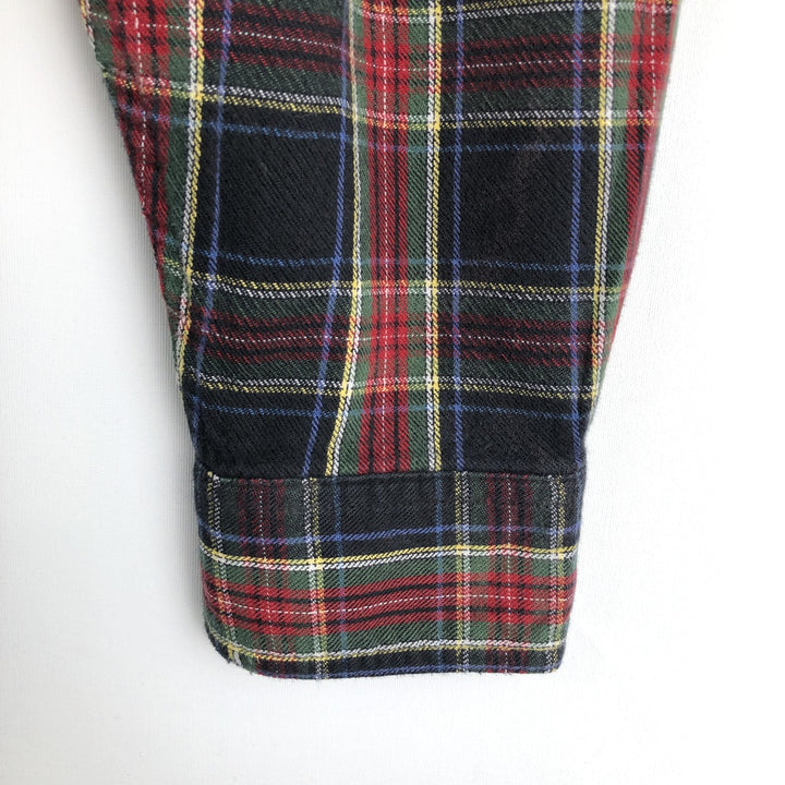 LLBean Traditional Fit Long-Sleeve Button-Down Flannel Check Shirt, Men's Size M (approx.) cotton black type Vintage Second Hand