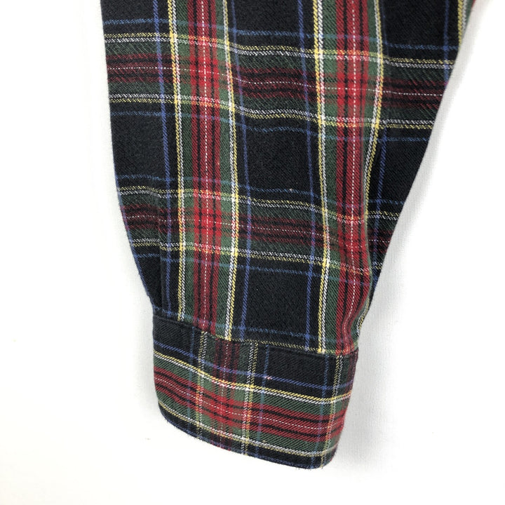 LLBean Traditional Fit Long-Sleeve Button-Down Flannel Check Shirt, Men's Size M (approx.) cotton black type Vintage Second Hand