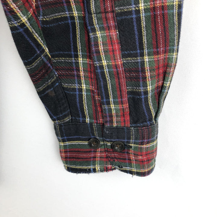 LLBean Traditional Fit Long-Sleeve Button-Down Flannel Check Shirt, Men's Size M (approx.) cotton black type Vintage Second Hand